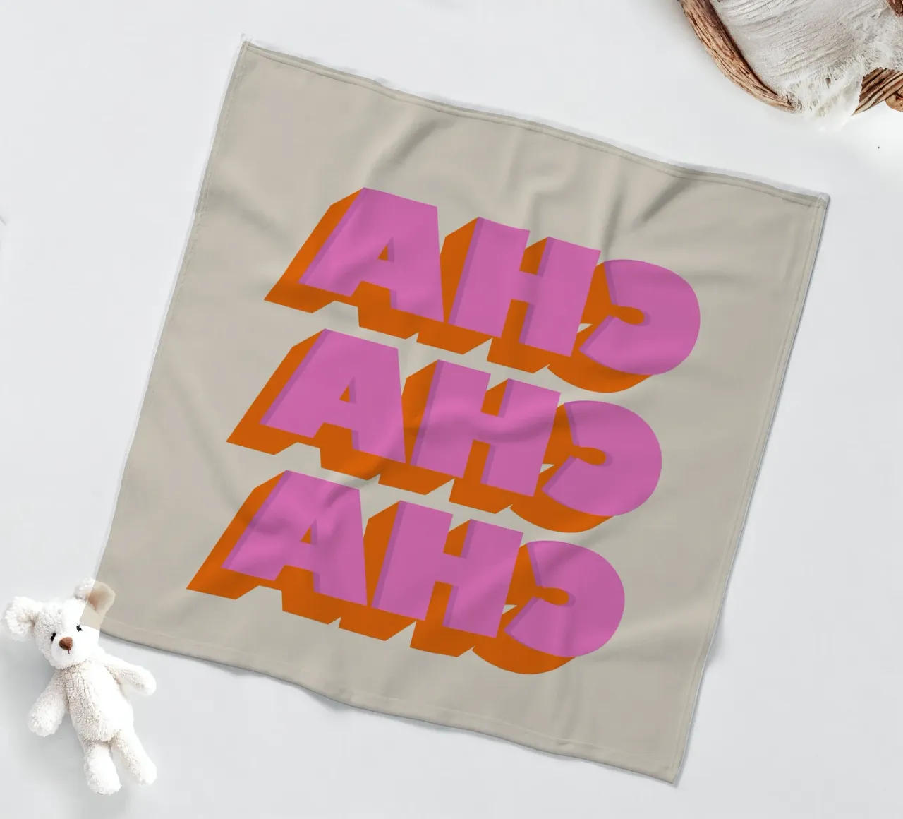 Retro "Cha Cha Cha" Typography Art Print In Pink And Orange Fleecedecke von showmemars
