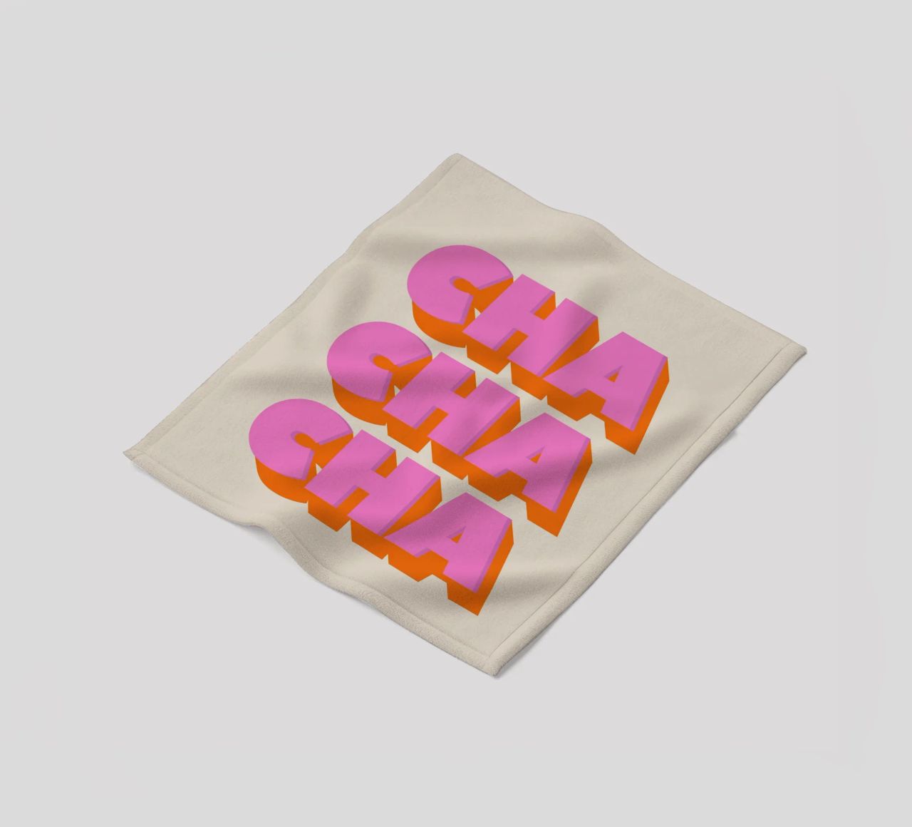 Retro "Cha Cha Cha" Typography Art Print In Pink And Orange coperta in pile da showmemars