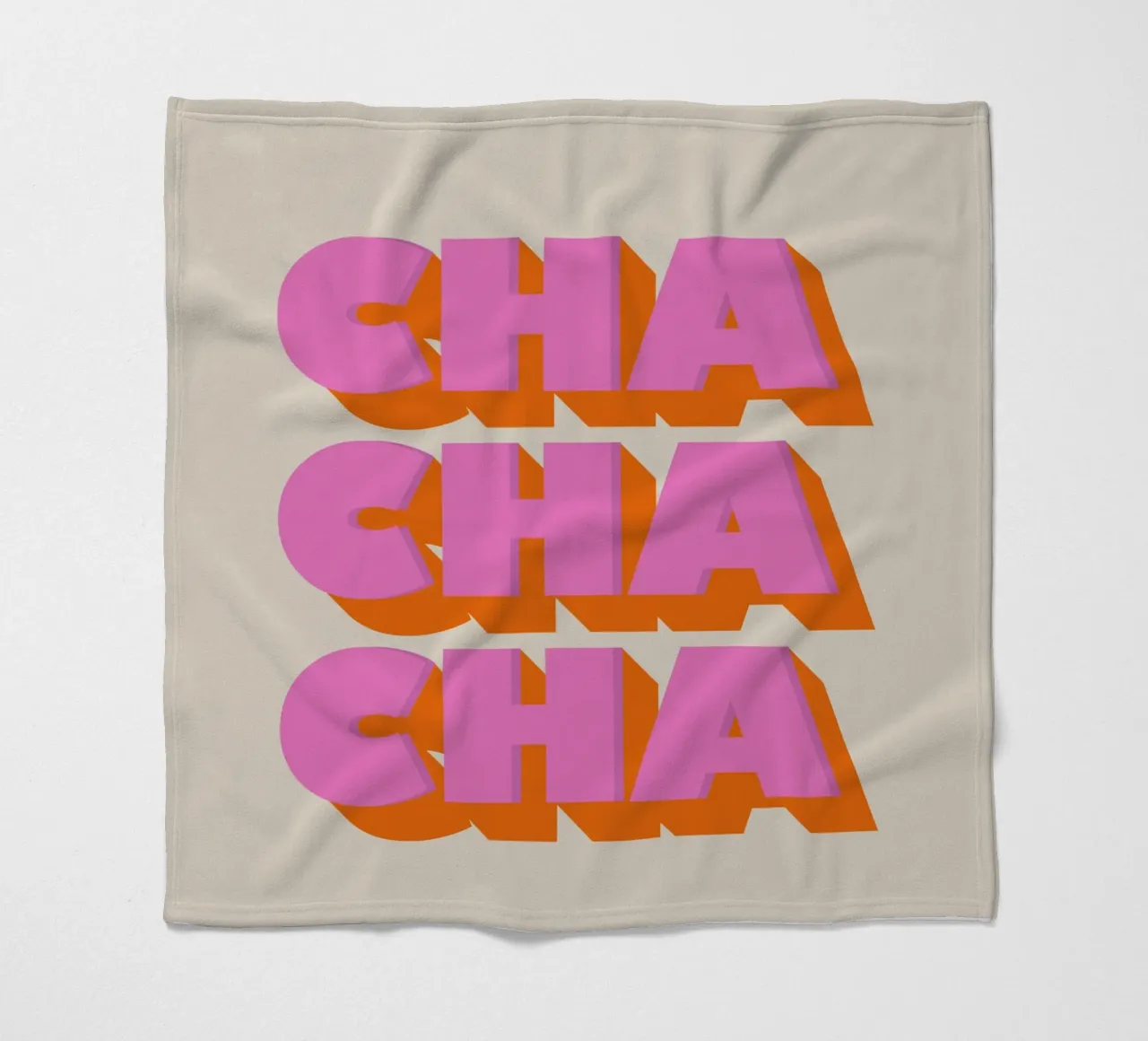 Retro "Cha Cha Cha" Typography Art Print In Pink And Orange coperta in pile da showmemars
