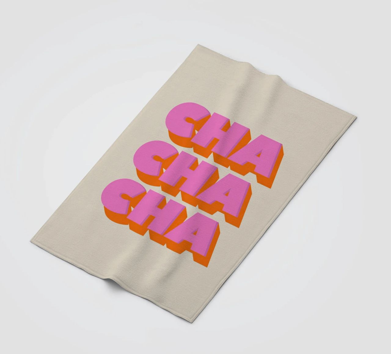 Retro "Cha Cha Cha" Typography Art Print In Pink And Orange coperta in pile da showmemars