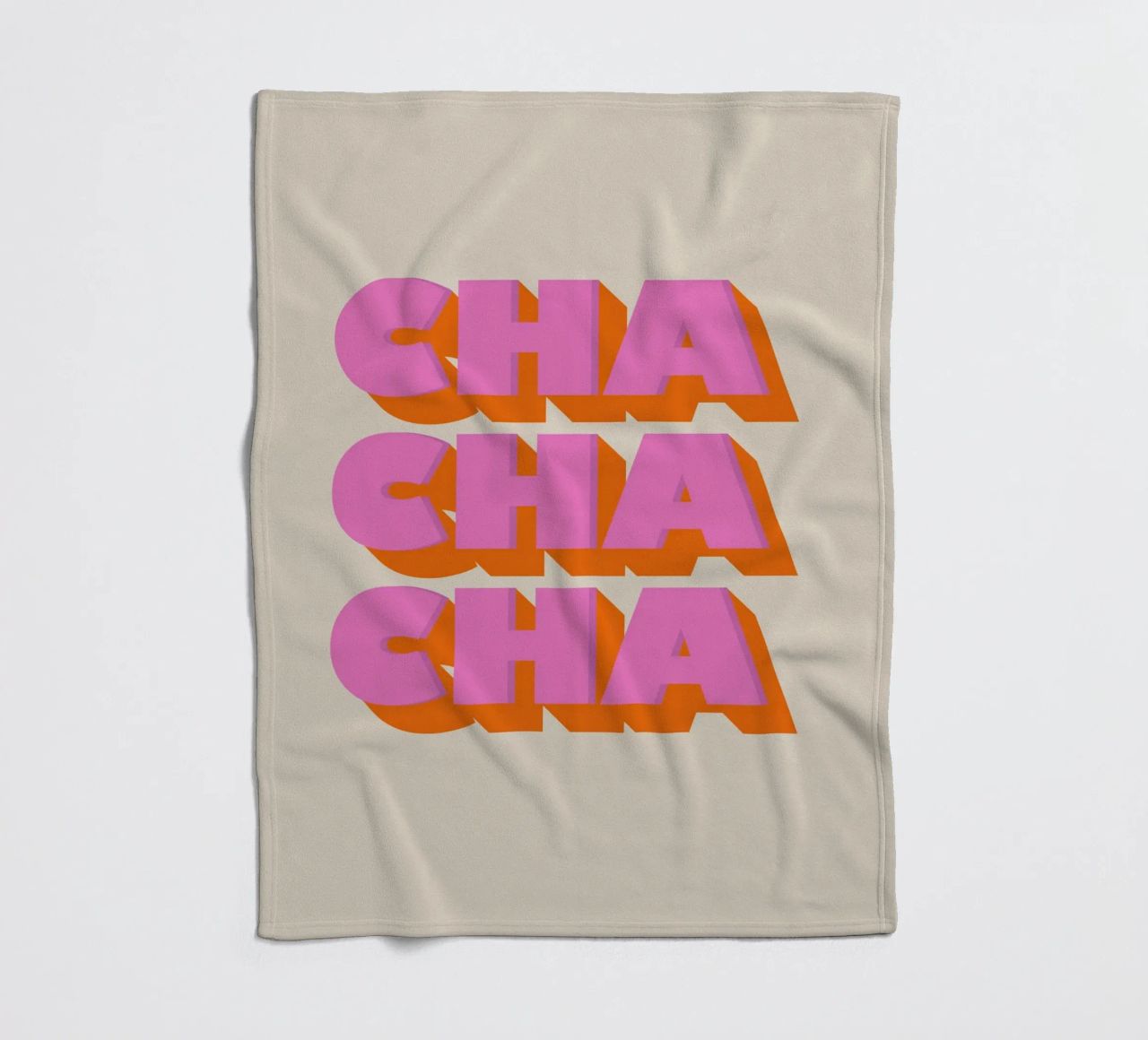 Retro "Cha Cha Cha" Typography Art Print In Pink And Orange coperta in pile da showmemars