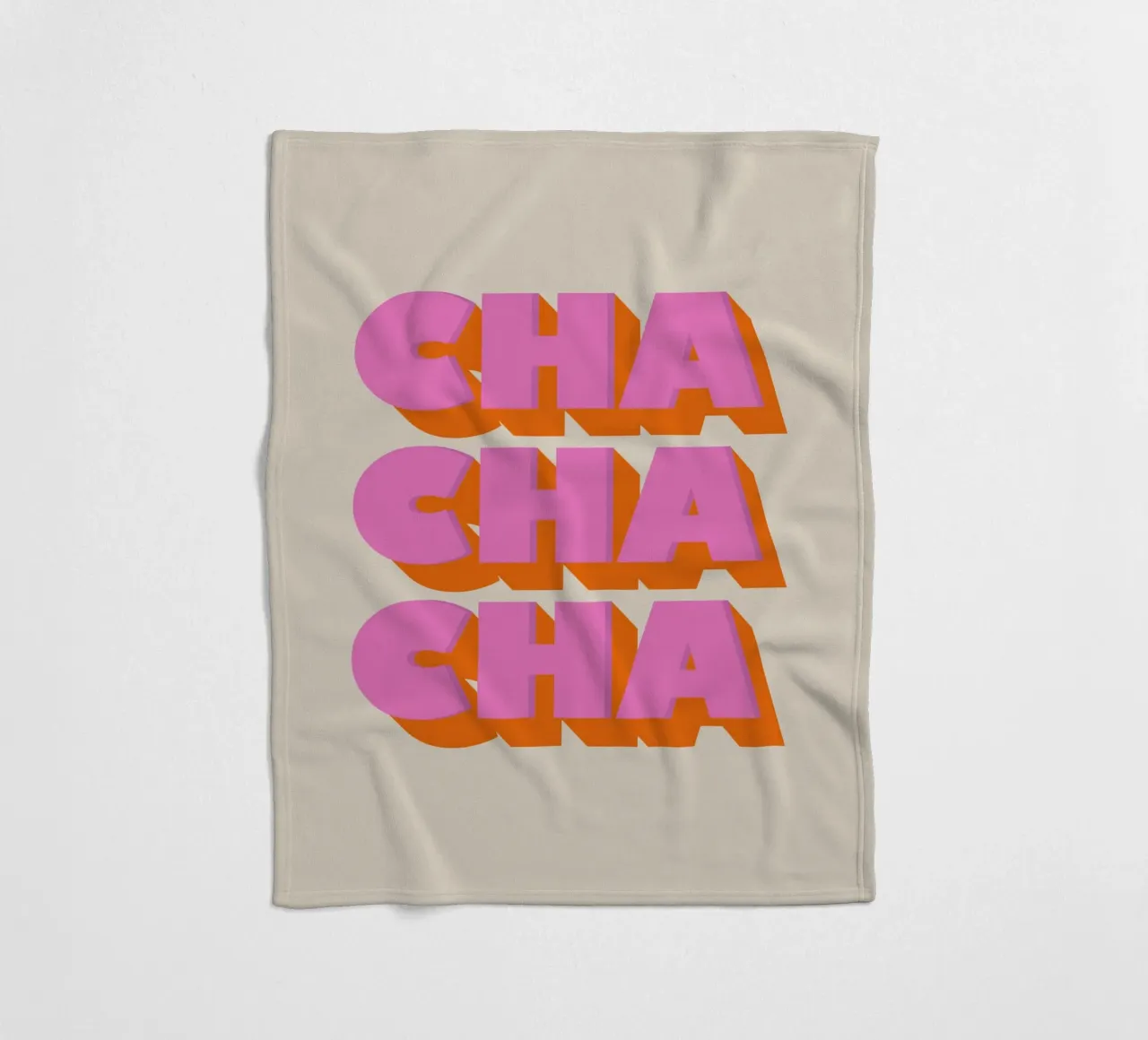 Retro "Cha Cha Cha" Typography Art Print In Pink And Orange Fleecedecke von showmemars