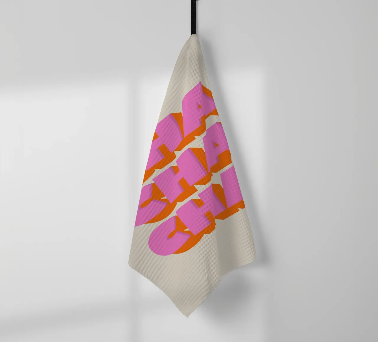 Retro "Cha Cha Cha" Typography Art Print In Pink And Orange Geschirrtuch von showmemars