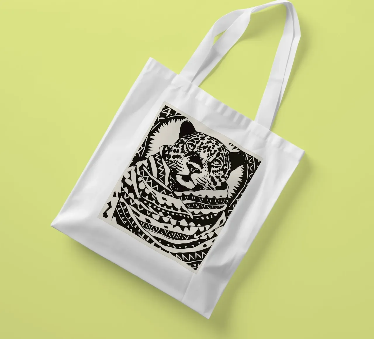 Modello Jaguar in bianco e nero borsa in juta da Autofocus