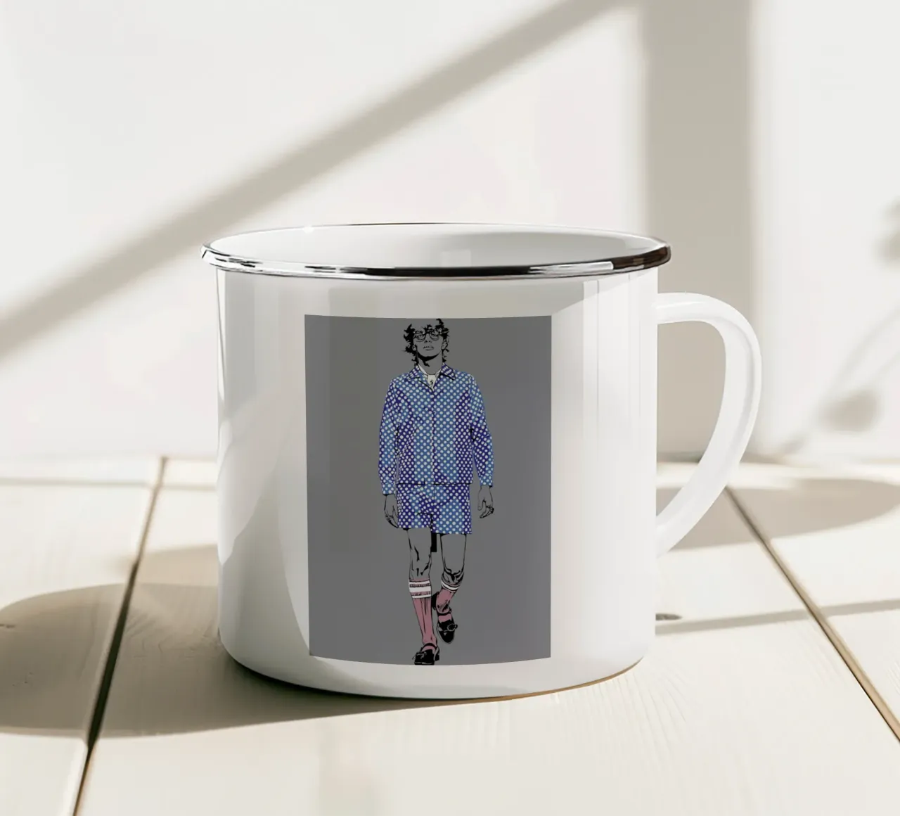 Man 2 enamel mug by Marcell Naubert