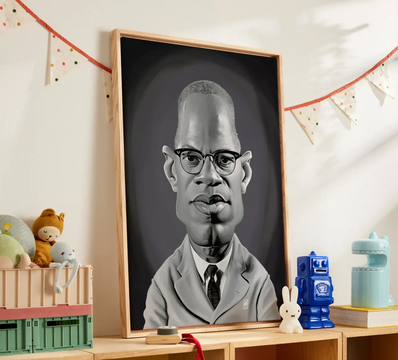 Malcolm X tela con Cornice a cassetta da Rob Art | Illustration