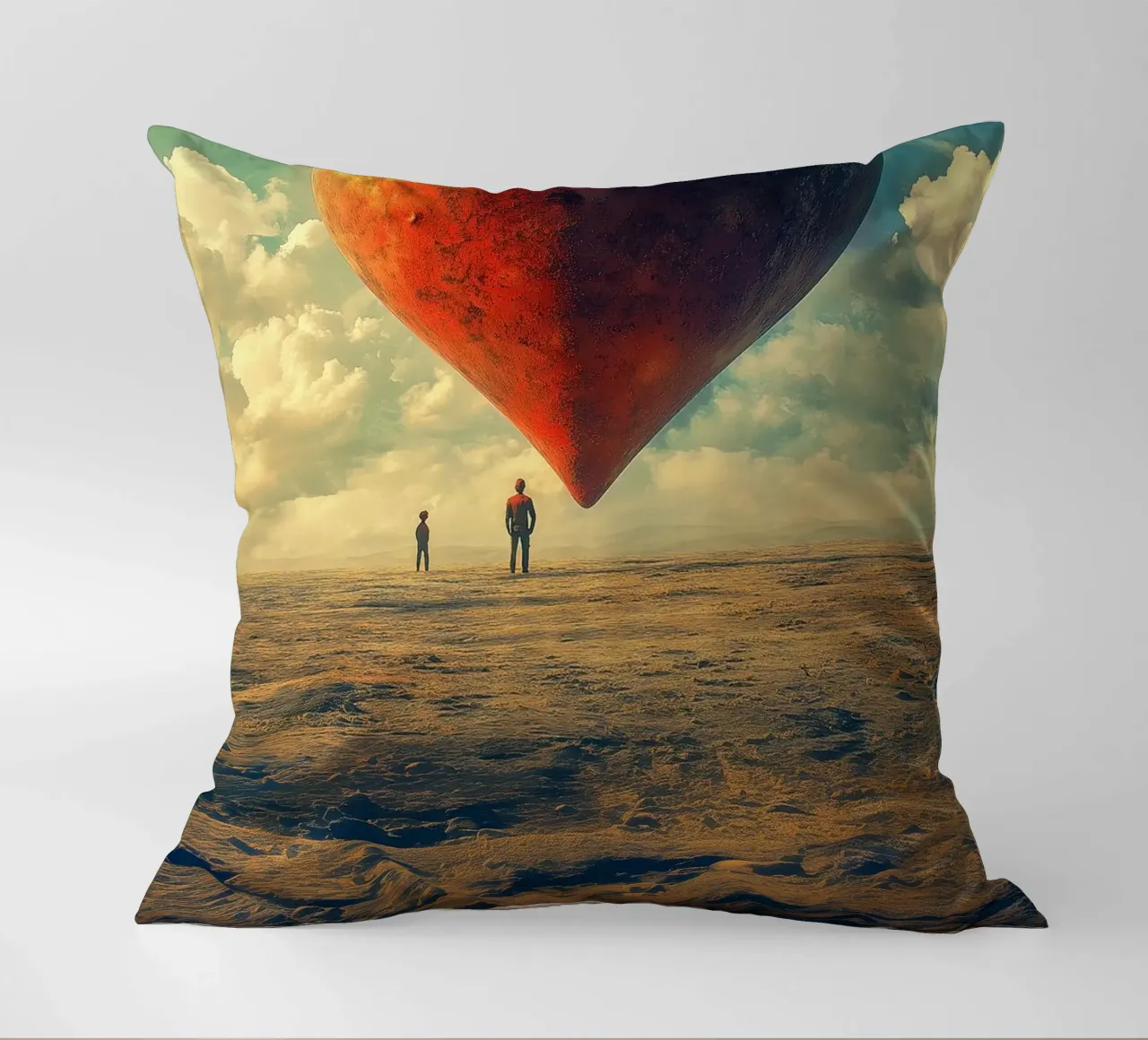 Heart of the World - Surreal Symbolic Landscape Print cuscino da Synthaira
