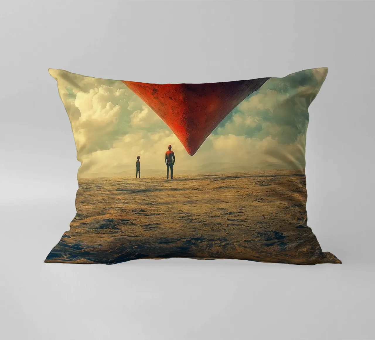 Heart of the World - Surreal Symbolic Landscape Print cuscino da Synthaira