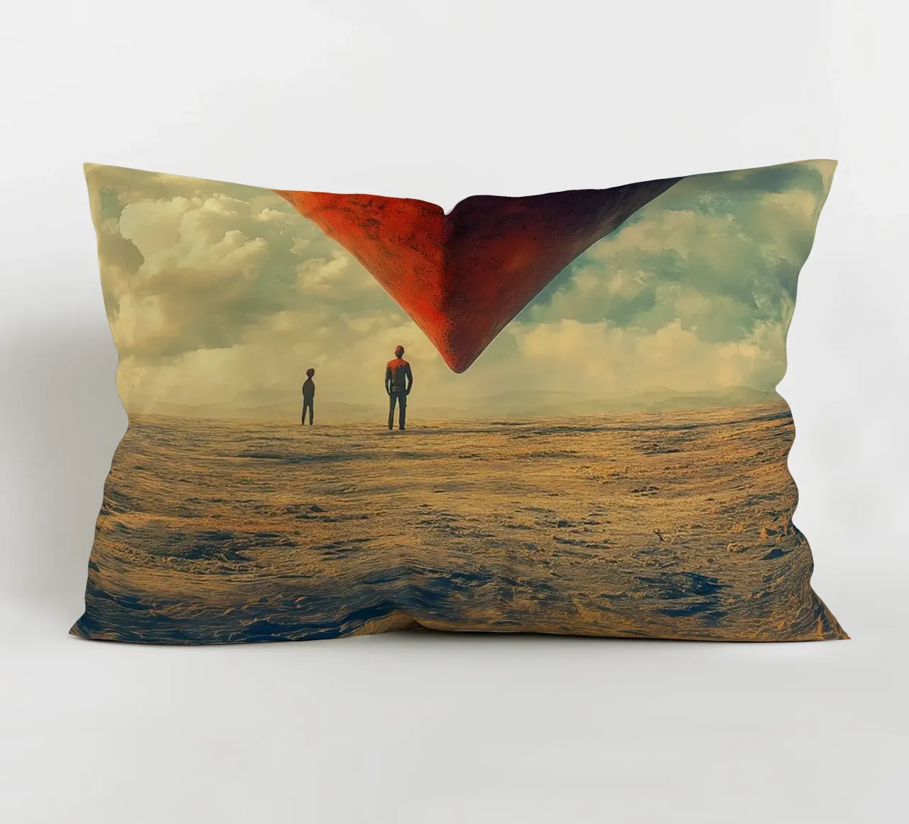 Heart of the World - Surreal Symbolic Landscape Print cuscino da Synthaira