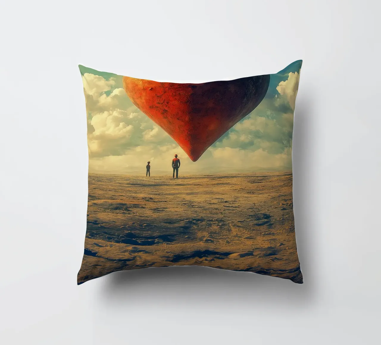 Heart of the World - Surreal Symbolic Landscape Print cuscino da Synthaira
