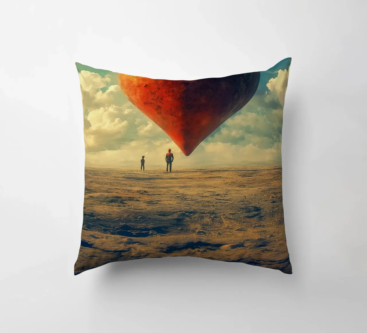 Heart of the World - Surreal Symbolic Landscape Print cuscino da Synthaira