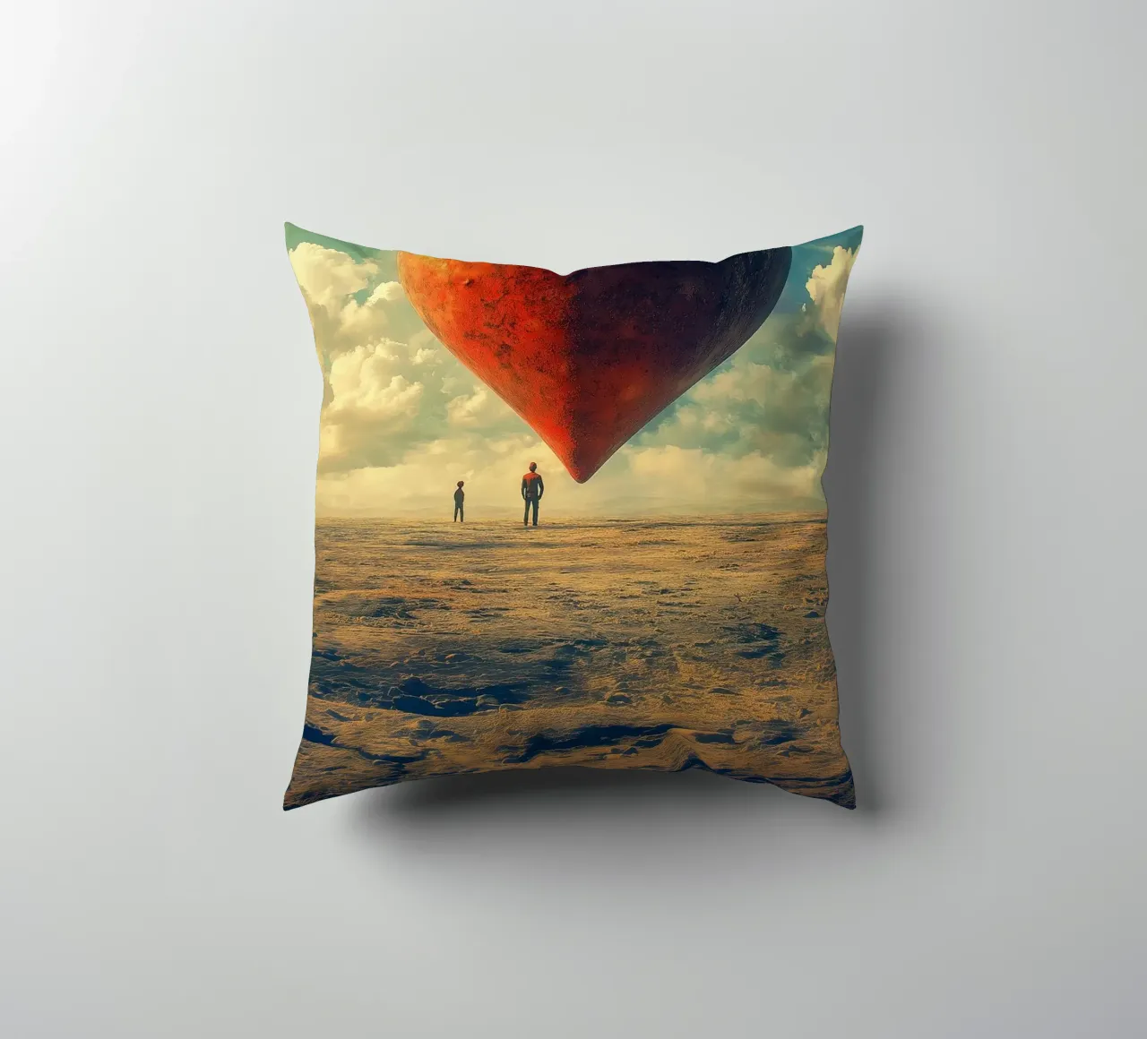 Heart of the World - Surreal Symbolic Landscape Print cuscino da Synthaira