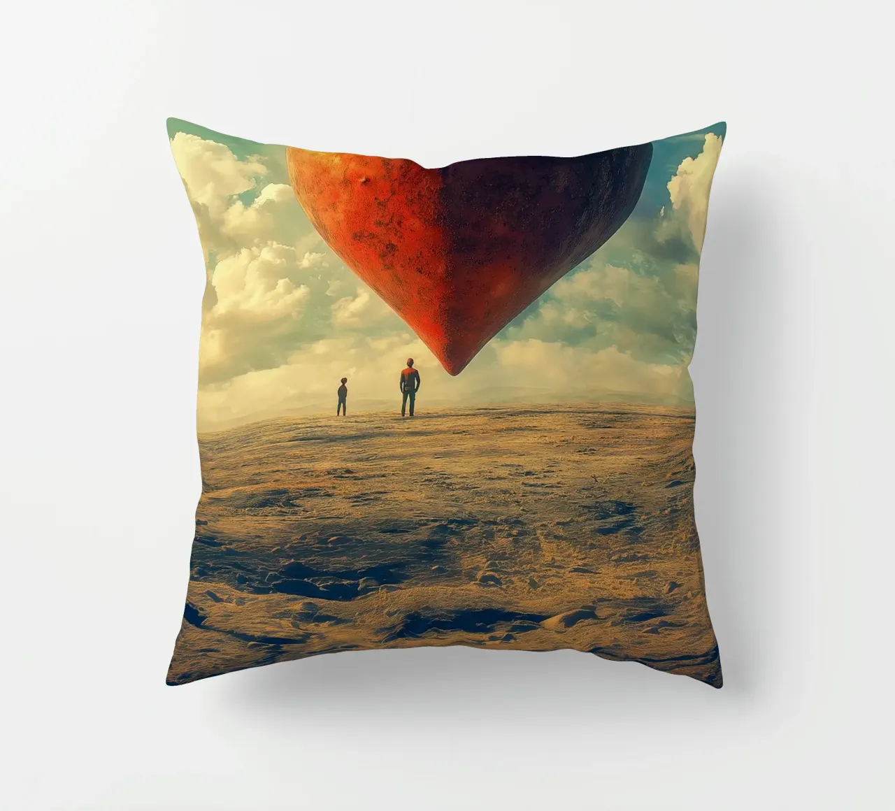Heart of the World - Surreal Symbolic Landscape Print cuscino da Synthaira