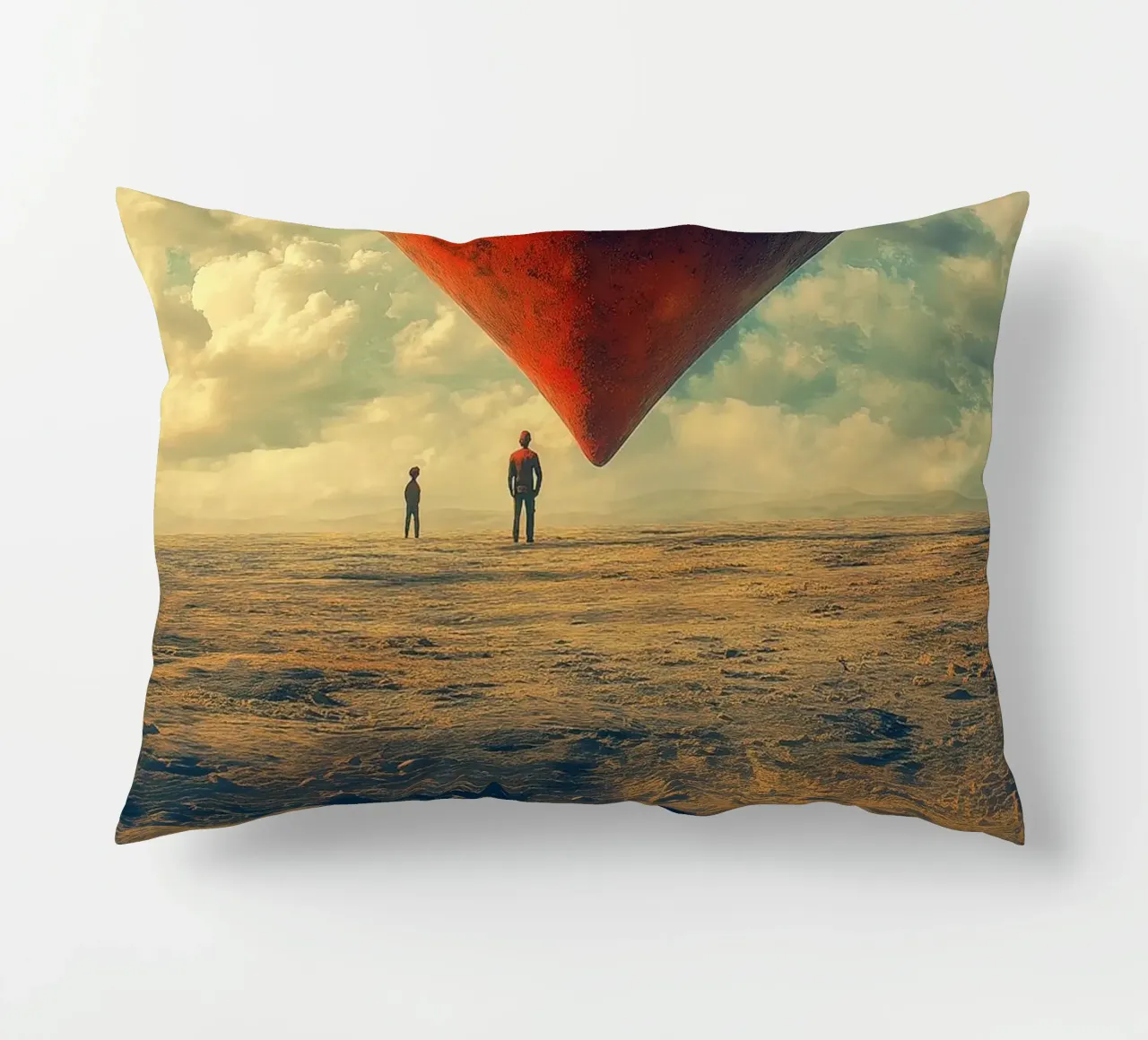 Heart of the World - Surreal Symbolic Landscape Print cuscino da Synthaira