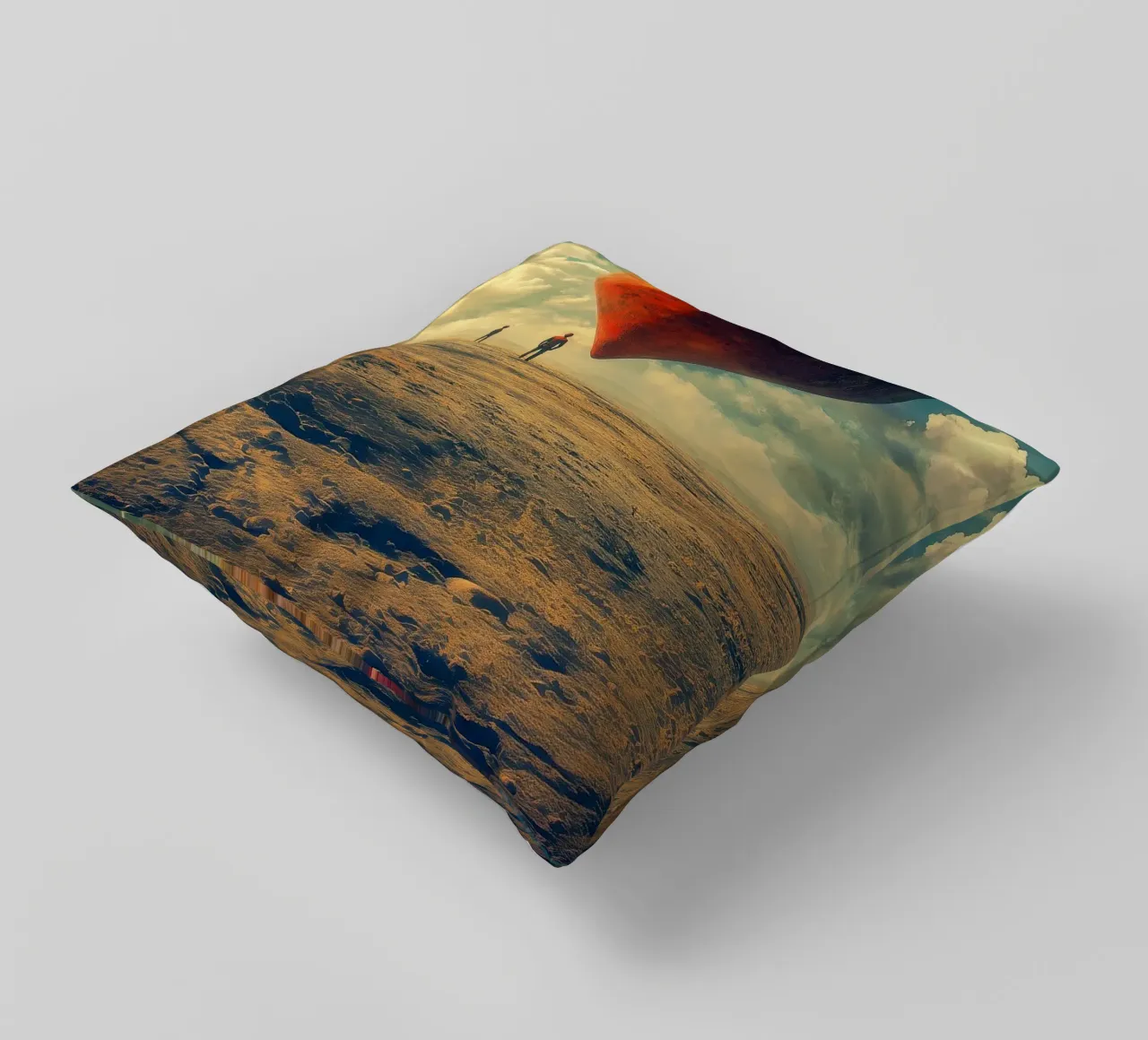 Heart of the World - Surreal Symbolic Landscape Print cuscino da Synthaira