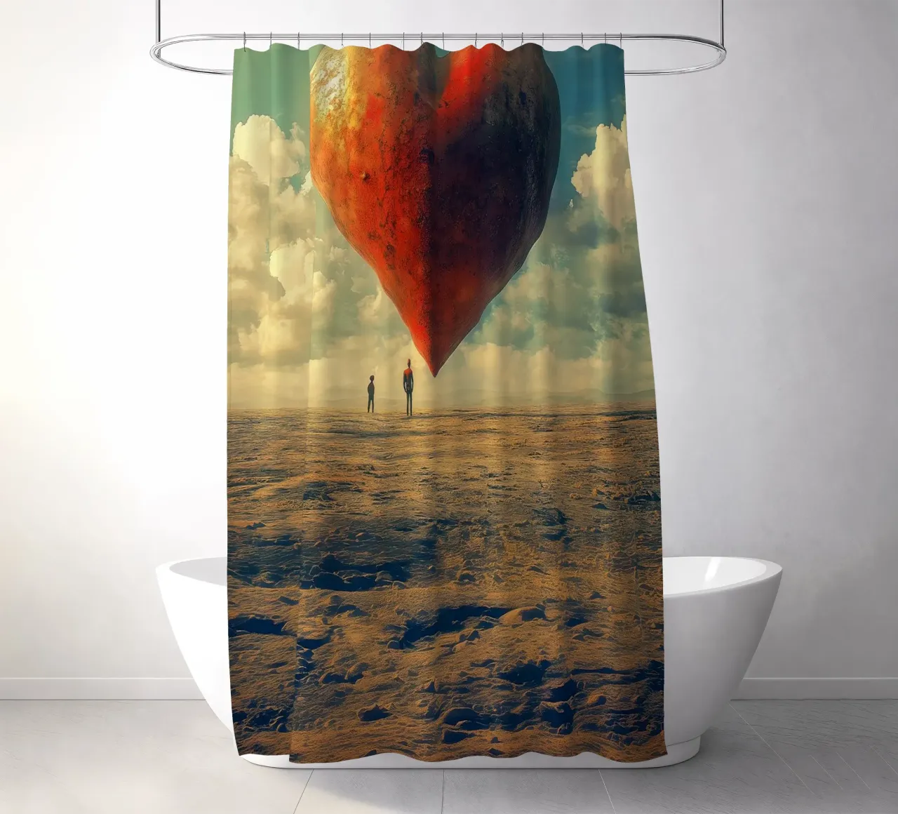 Heart of the World - Surreal Symbolic Landscape Print tenda da doccia da Synthaira