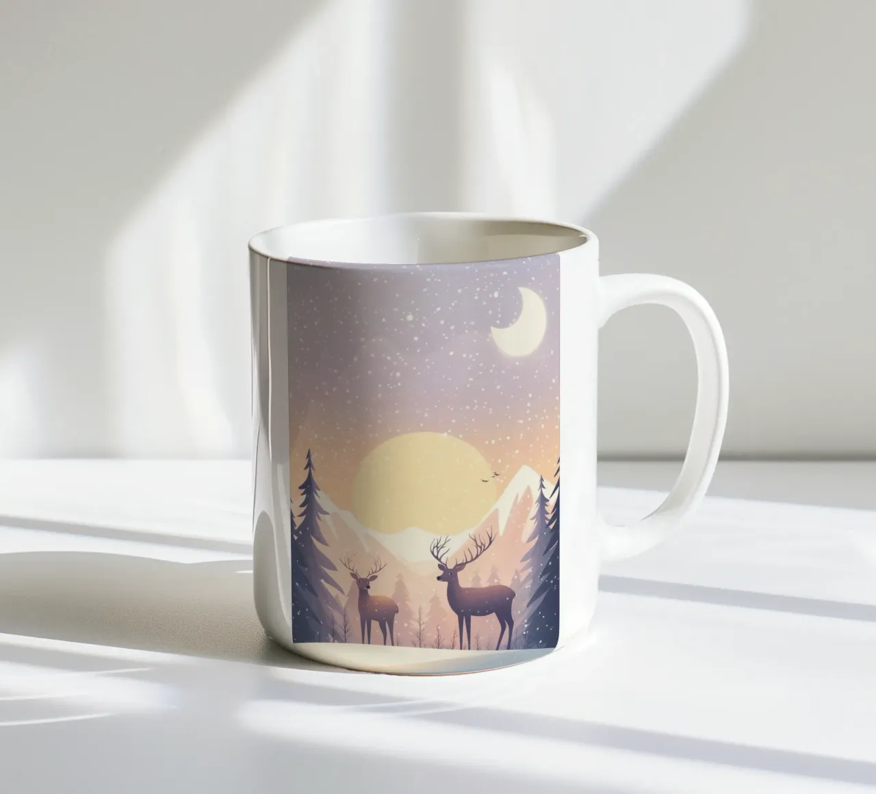Rehe im Schnee tazza in ceramica da Synthaira