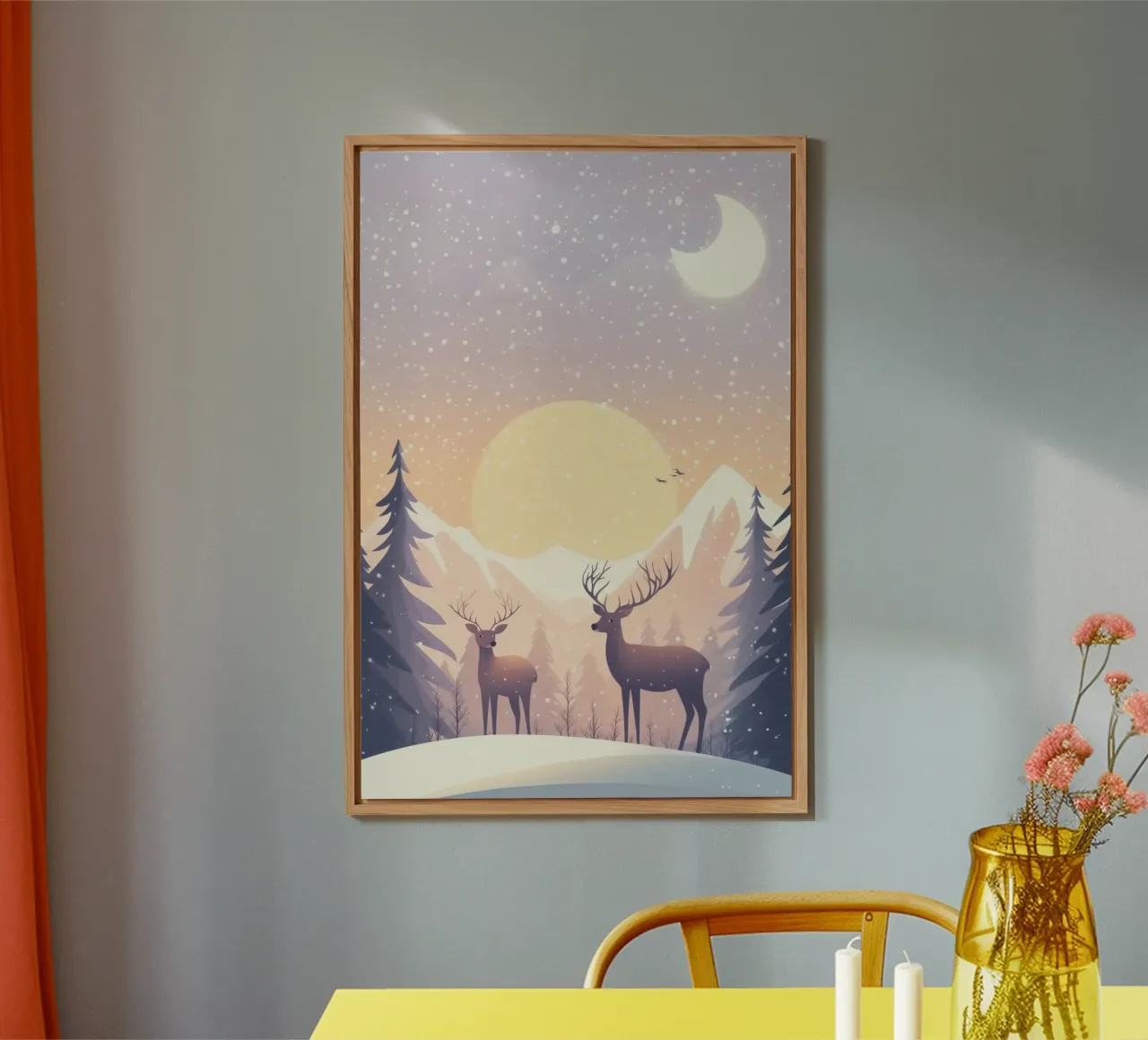 Rehe im Schnee alluminio dibond da Synthaira