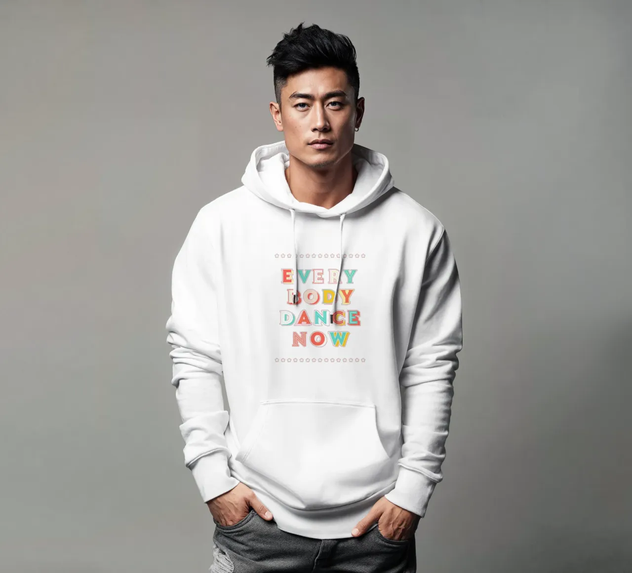 Pastel "Everybody Dance Now" Retro Typography felpa con cappuccio da showmemars
