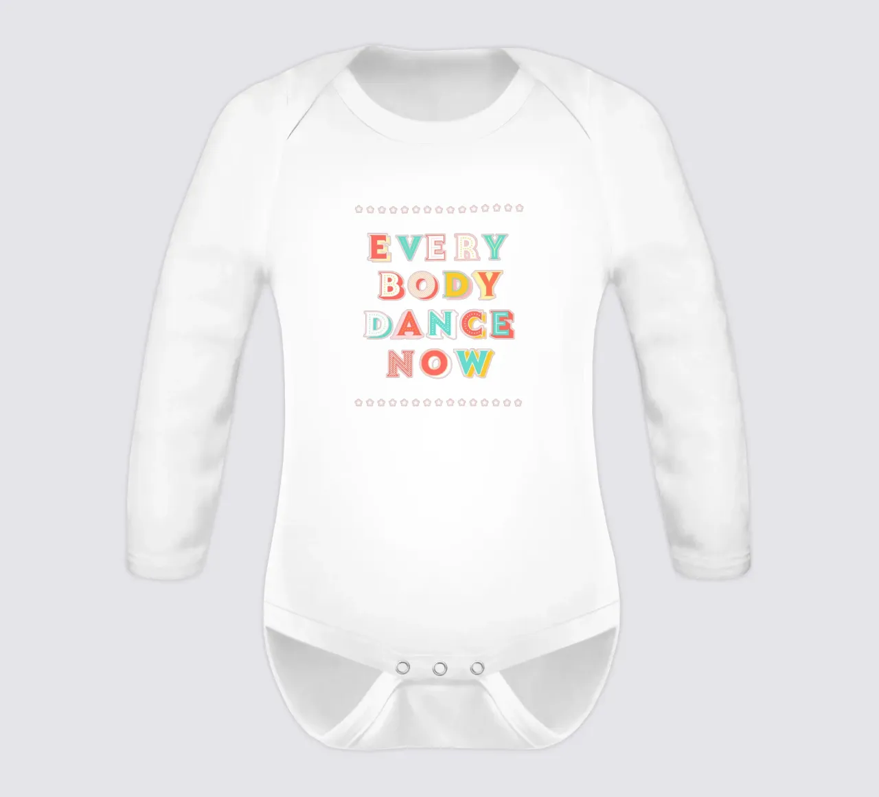 Pastel "Everybody Dance Now" Retro Typography body neonato maniche lunghe da showmemars