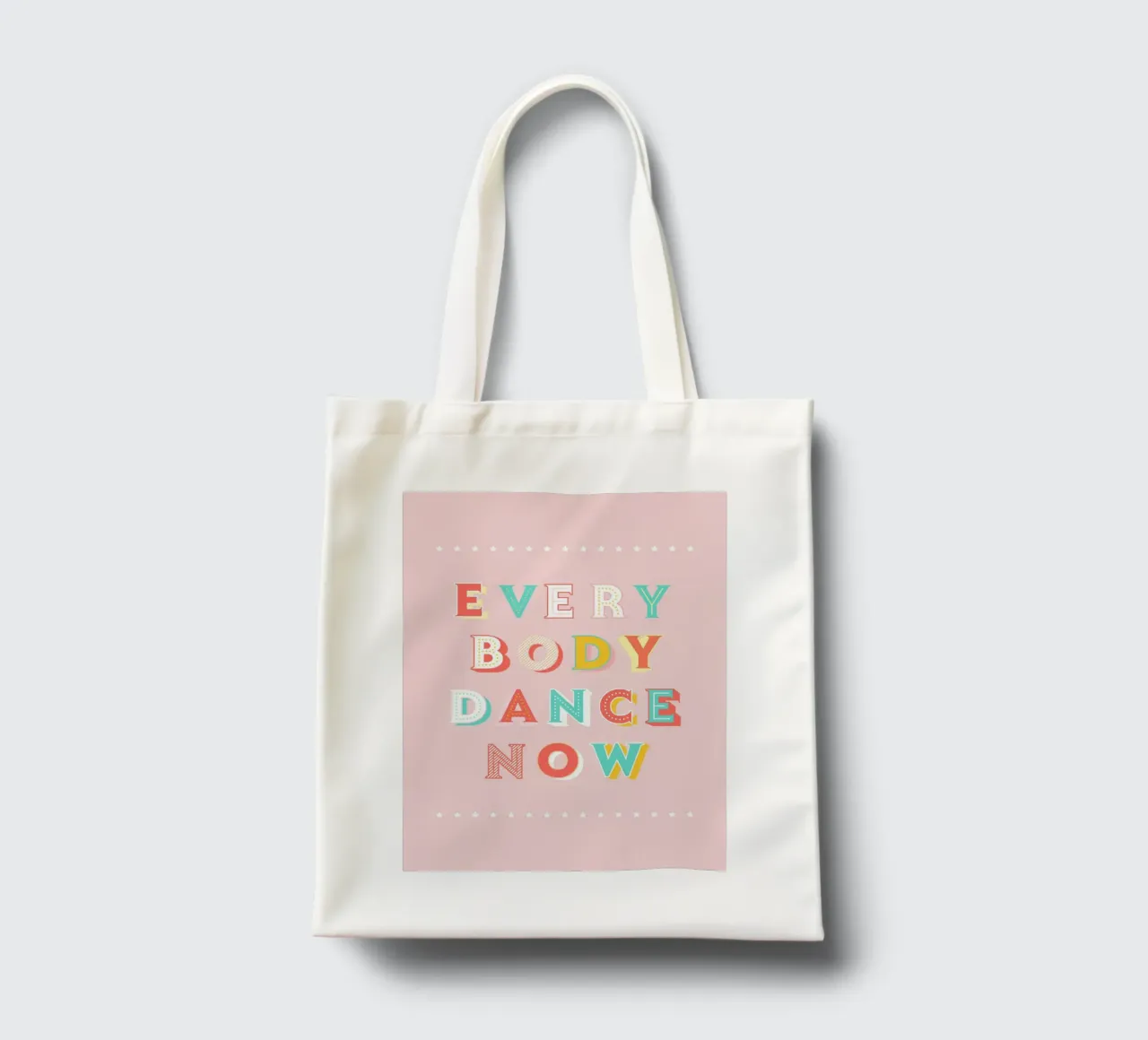 Pastel "Everybody Dance Now" Retro Typography tote bag by showmemars