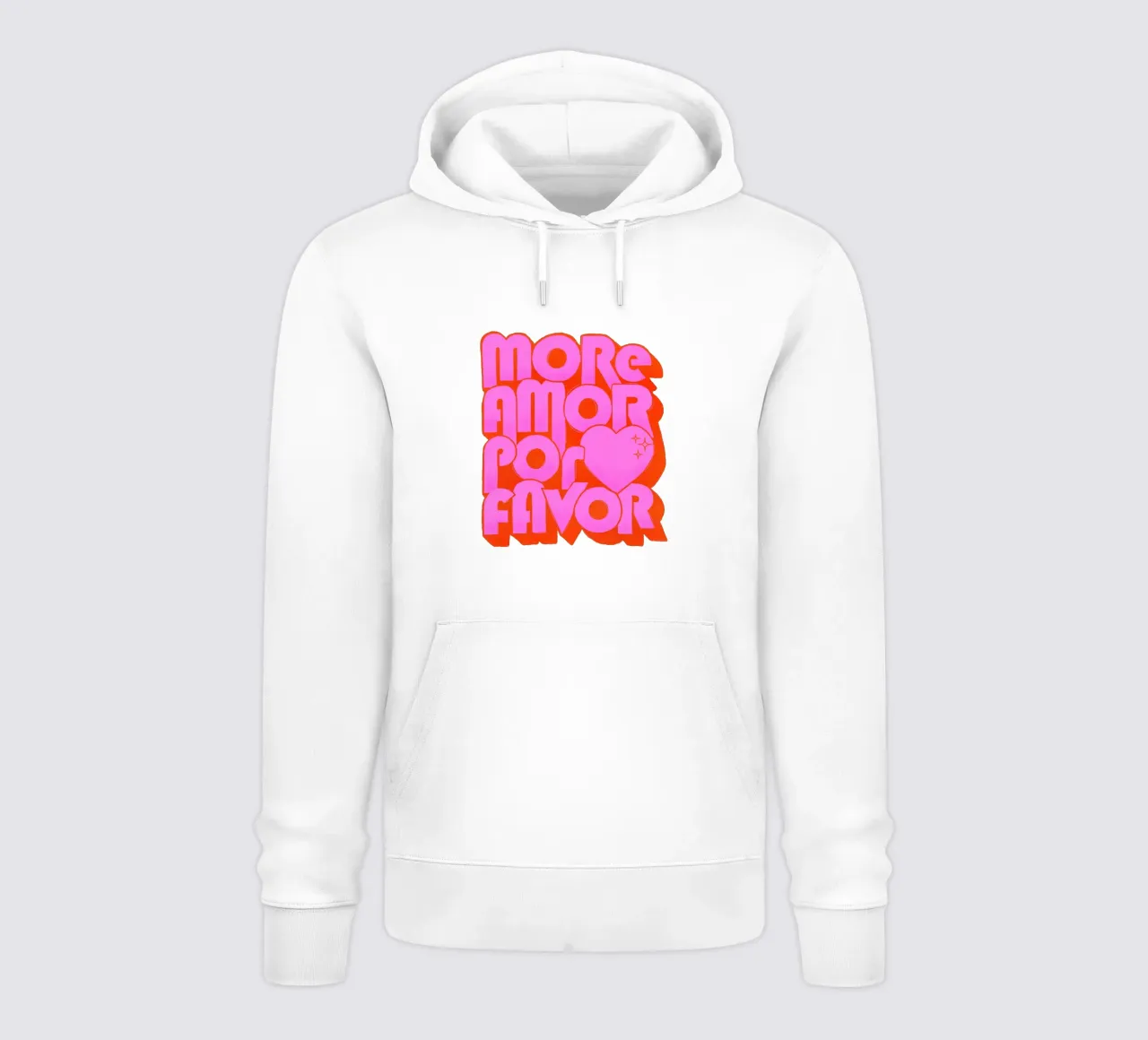 Retro "More Amor Por Favor" Art Print in Pink and Orange felpa con cappuccio da showmemars