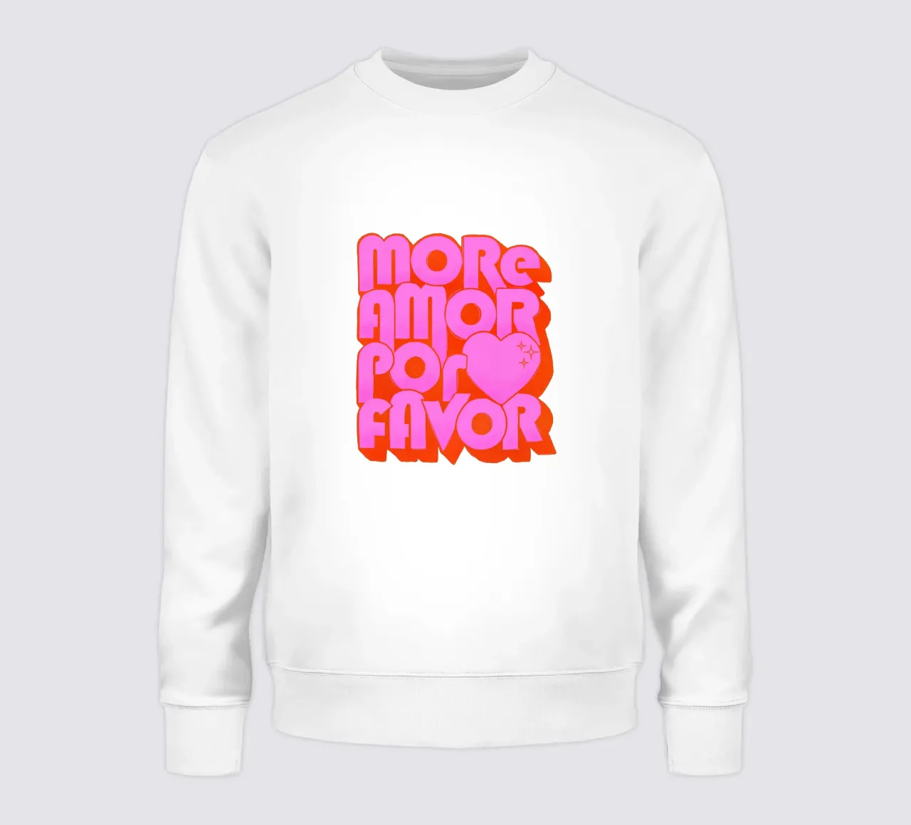 Retro "More Amor Por Favor" Art Print in Pink and Orange felpa da showmemars