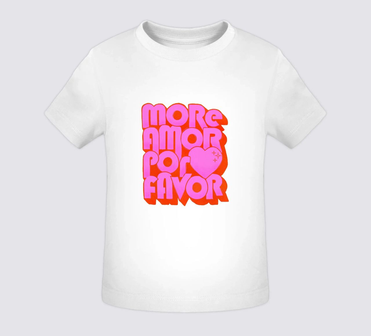 Retro "More Amor Por Favor" Art Print in Pink and Orange maglietta neonato da showmemars
