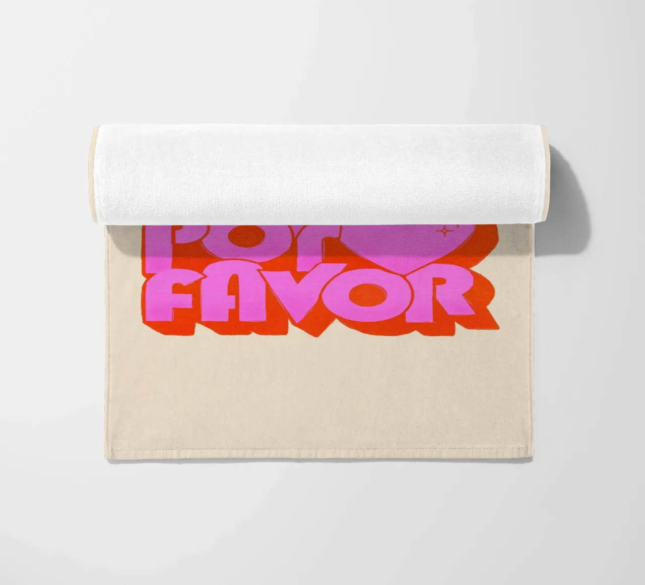 Retro "More Amor Por Favor" Art Print in Pink and Orange telo mare da showmemars