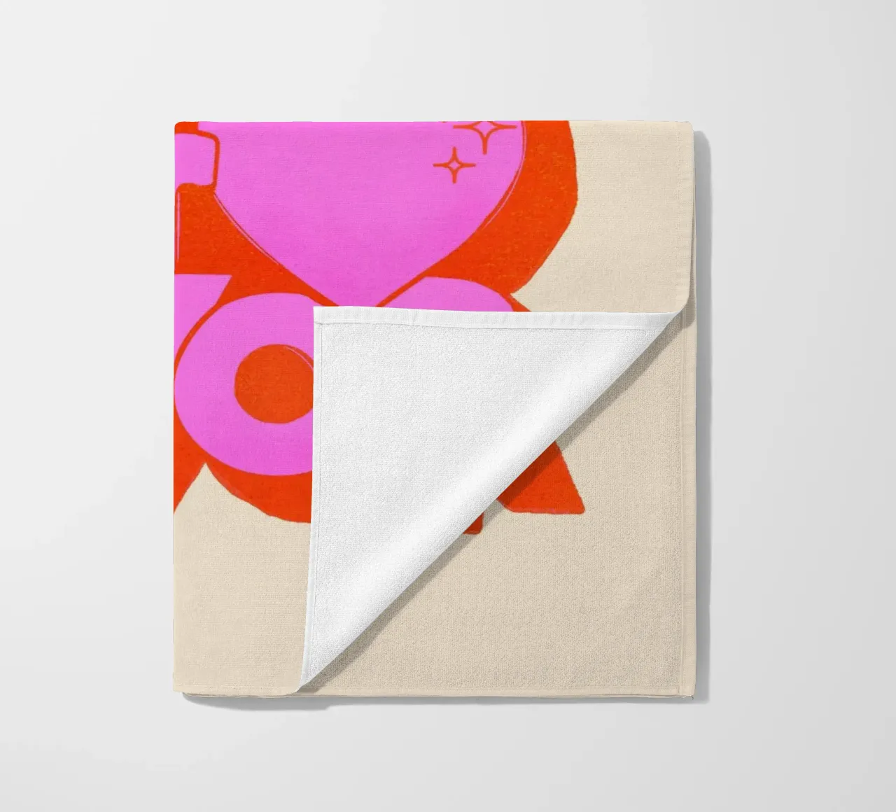 Retro "More Amor Por Favor" Art Print in Pink and Orange telo mare da showmemars