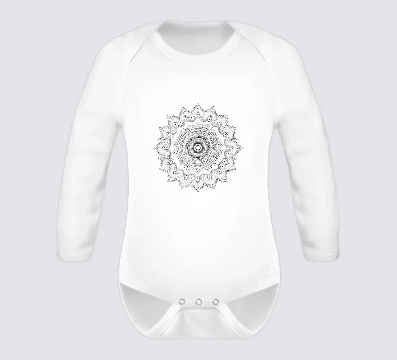 Mandala in bianco e nero body neonato maniche lunghe da Spiritual Touch