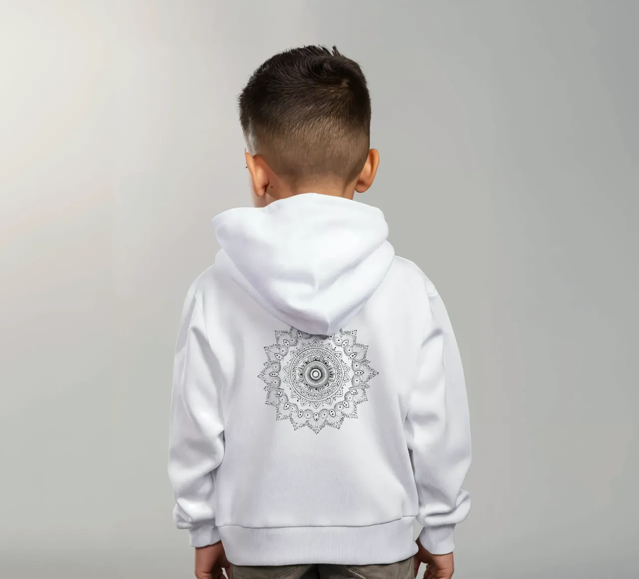 Mandala in bianco e nero felpa bambino con cappuccio da Spiritual Touch