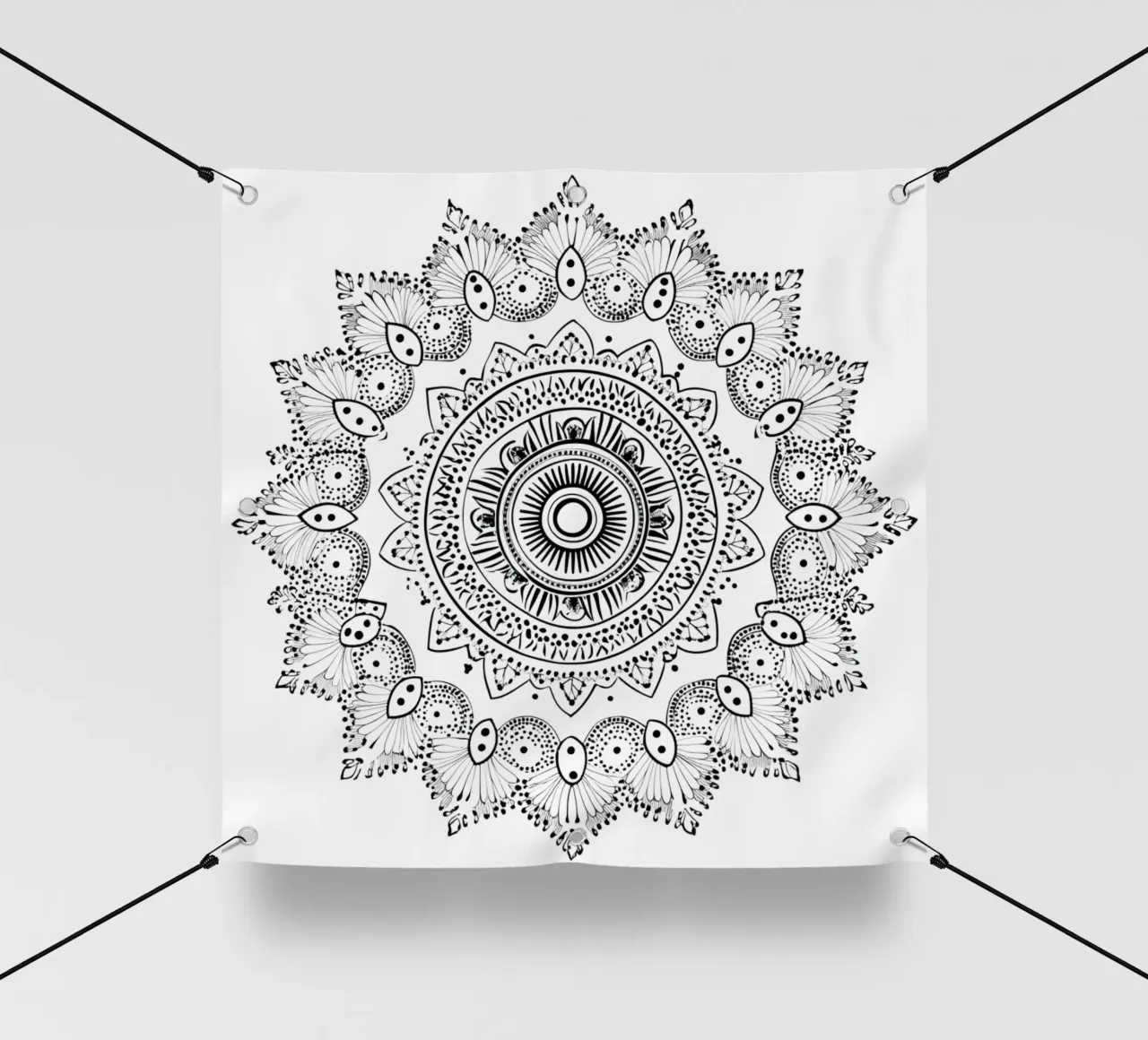 Mandala in bianco e nero telo in pvc da Spiritual Touch