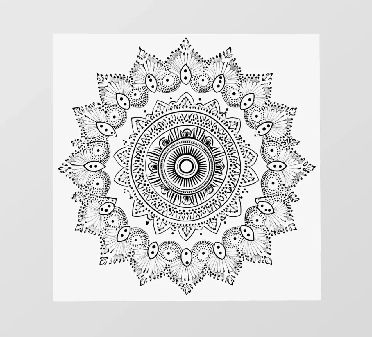 Mandala in bianco e nero telo in pvc da Spiritual Touch
