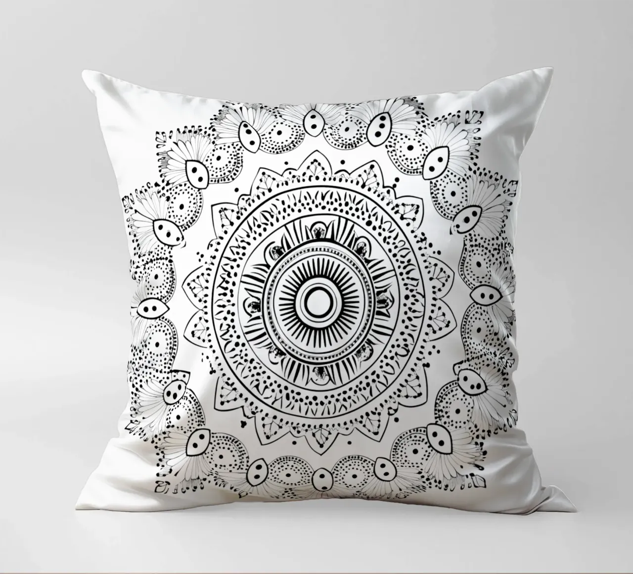 Mandala in bianco e nero cuscino da Spiritual Touch