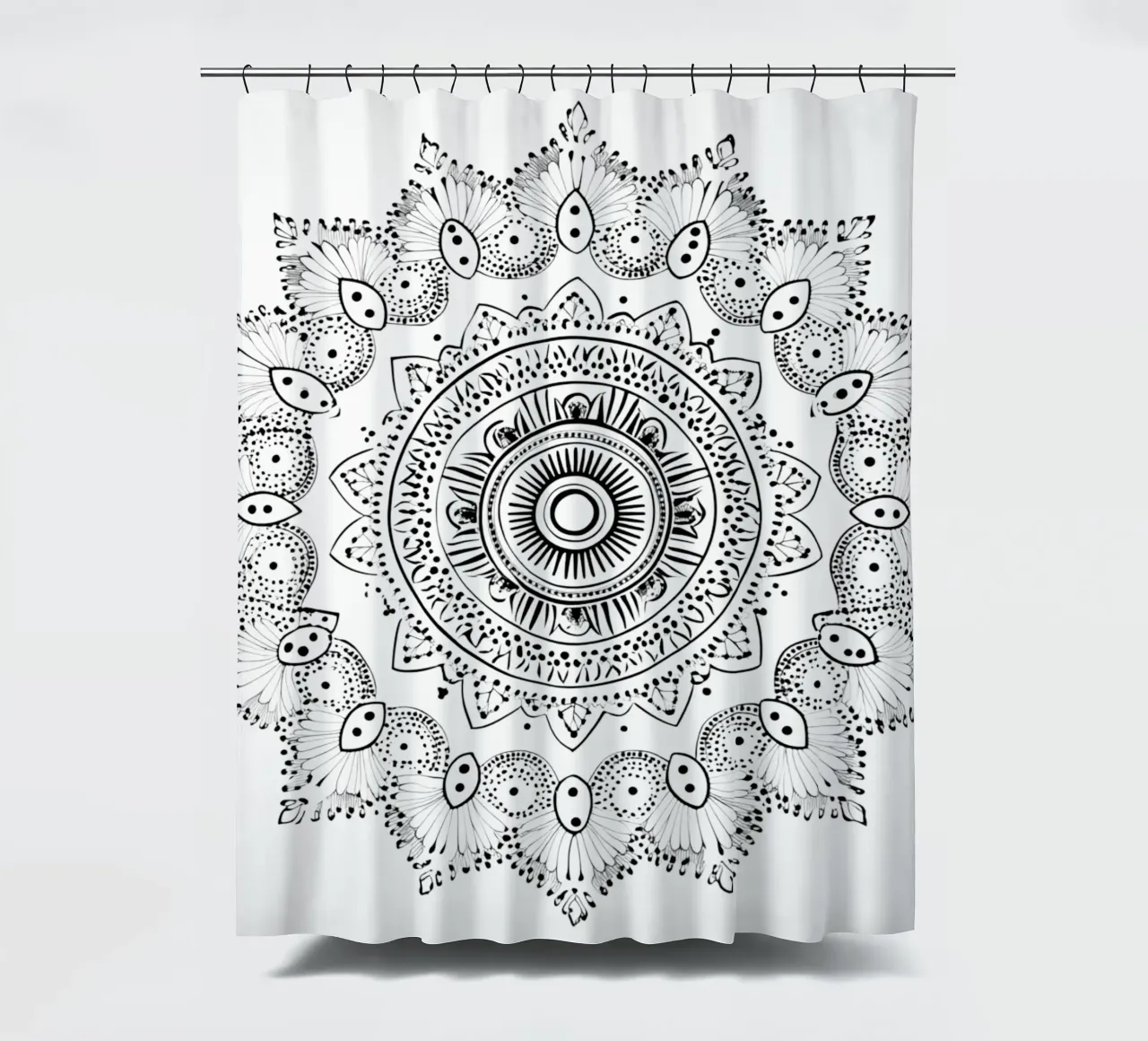 Mandala in bianco e nero tenda da doccia da Spiritual Touch