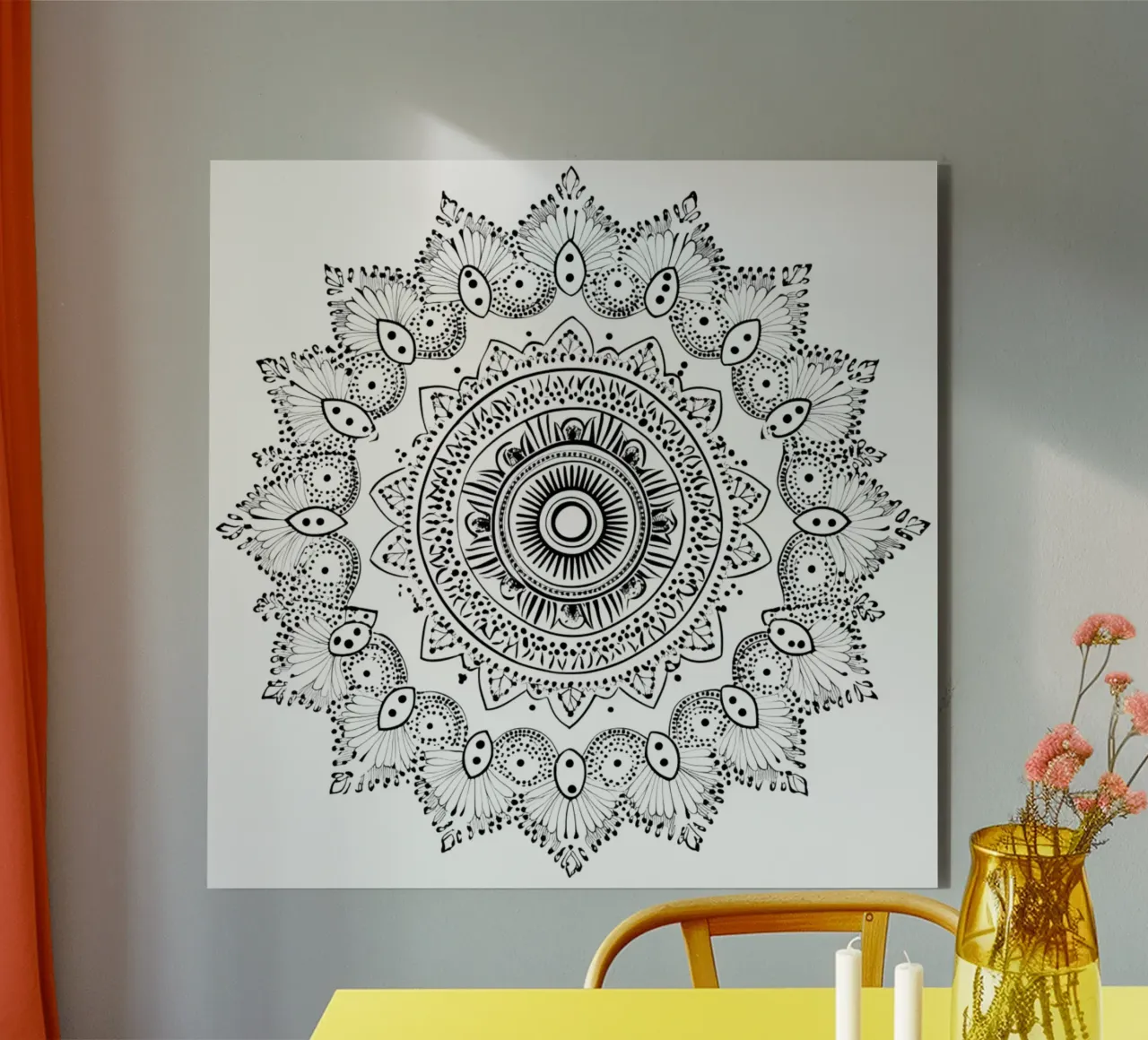 Mandala in bianco e nero alluminio dibond da Spiritual Touch