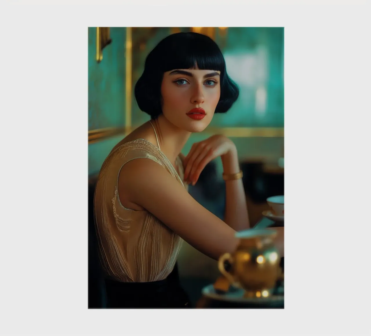 Boho Café Society - Elegant Art Deco Portrait Print notebook by Synthaira