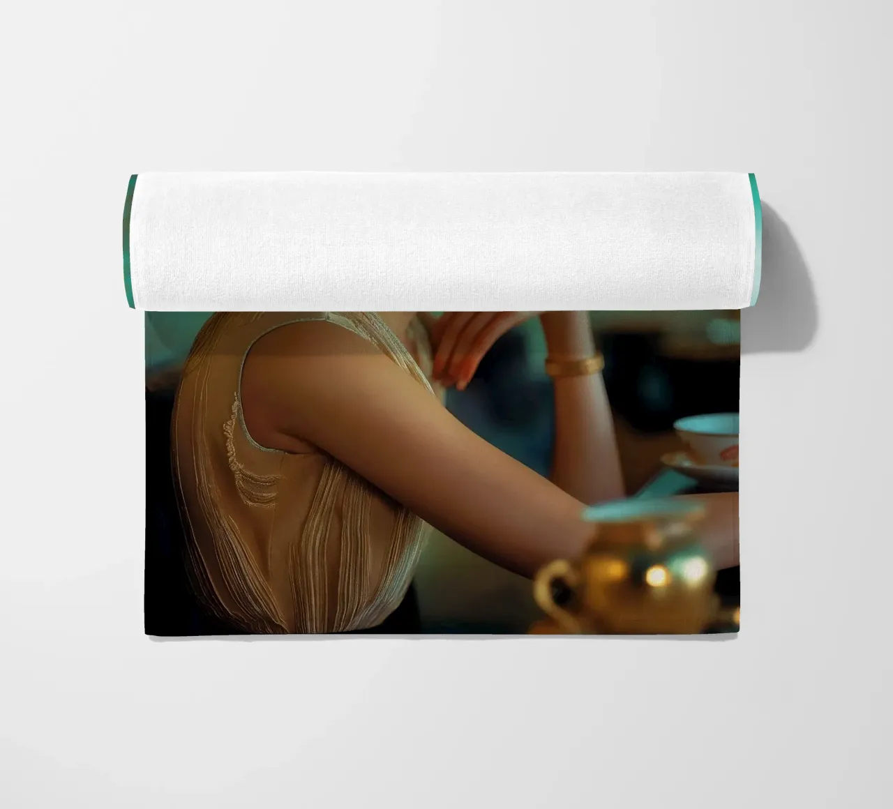Art deco Lady in green telo mare da Synthaira