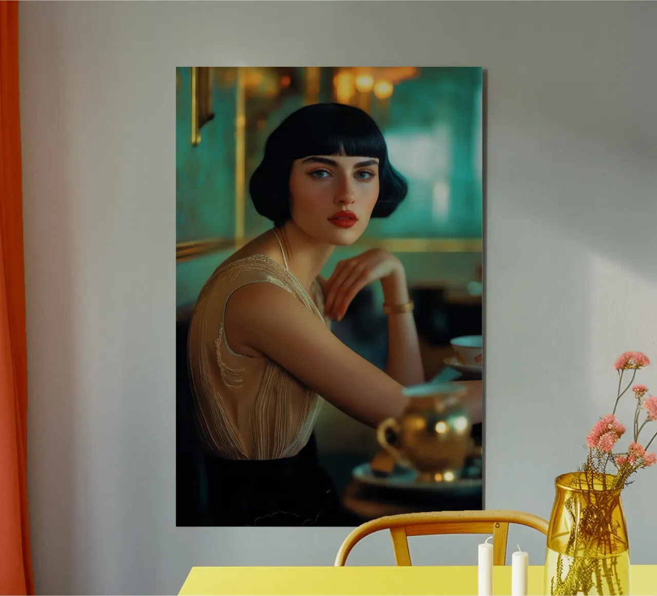 Art deco Lady in green alluminio dibond da Synthaira