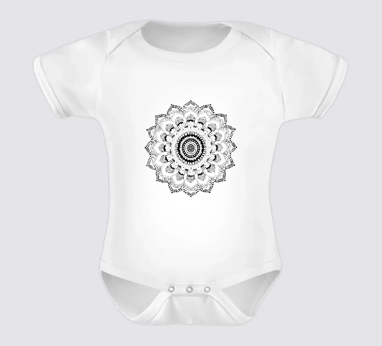 Mandala in bianco e nero body neonato maniche corte da Spiritual Touch