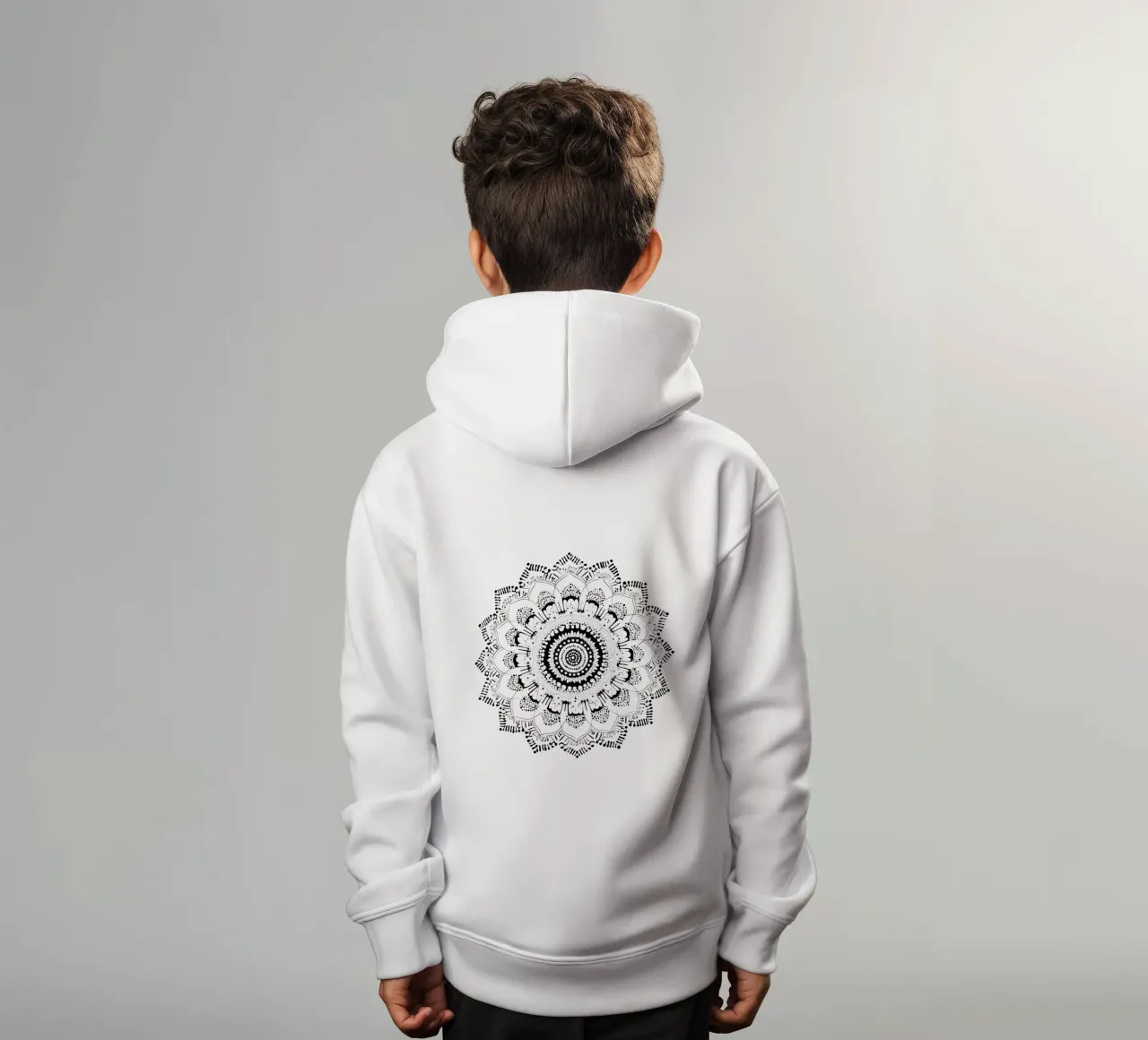 Mandala in bianco e nero felpa bambino con cappuccio da Spiritual Touch
