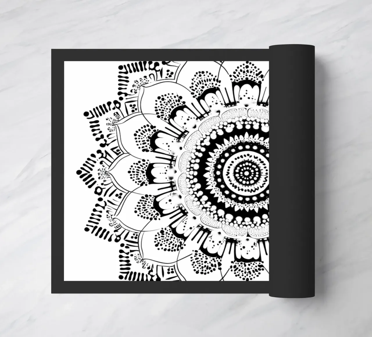 Mandala in bianco e nero zerbino da Spiritual Touch