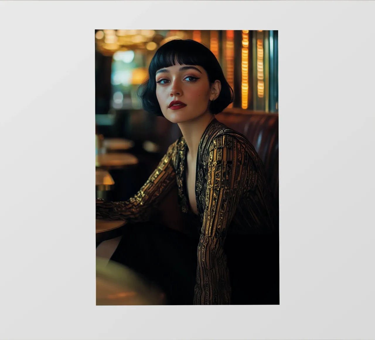 Art deco girl in black pellicola backlit da Synthaira