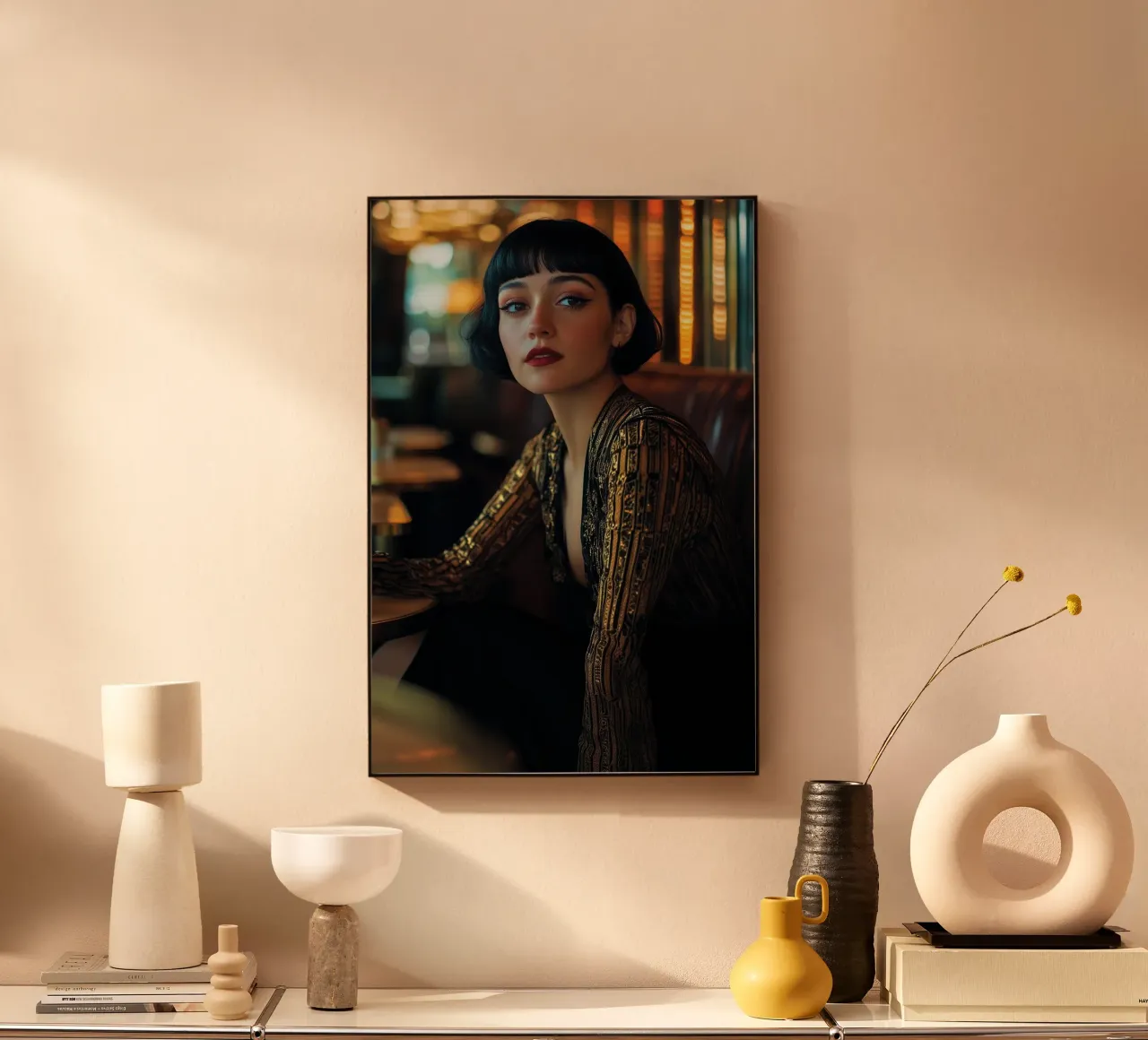 Art deco girl in black alluminio dibond da Synthaira