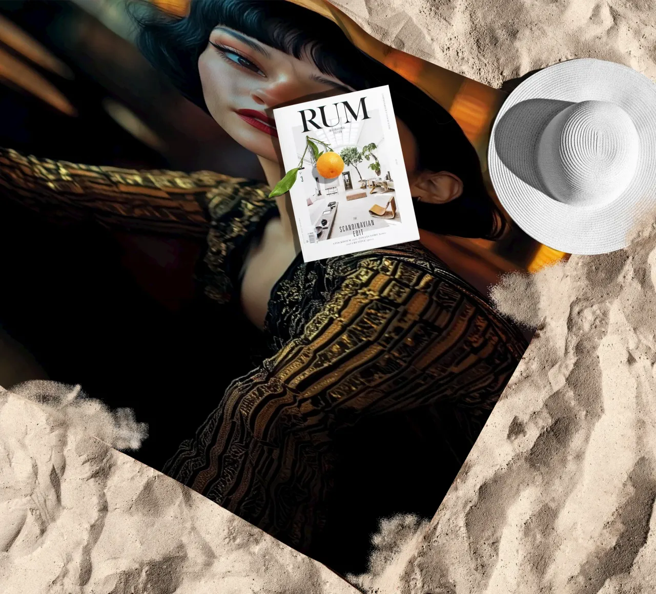 Café Society - Elegant Art Deco Portrait Print telo mare da Synthaira