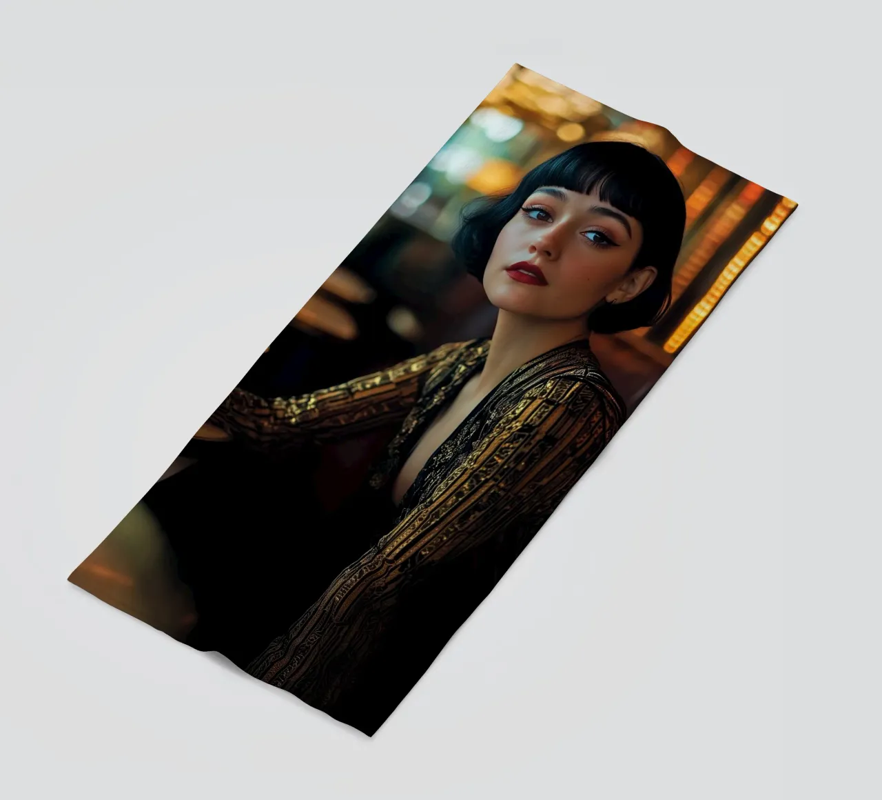 Café Society - Elegant Art Deco Portrait Print telo mare da Synthaira