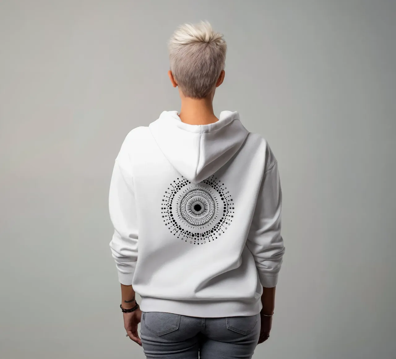 Mandala in bianco e nero felpa con cappuccio da Spiritual Touch