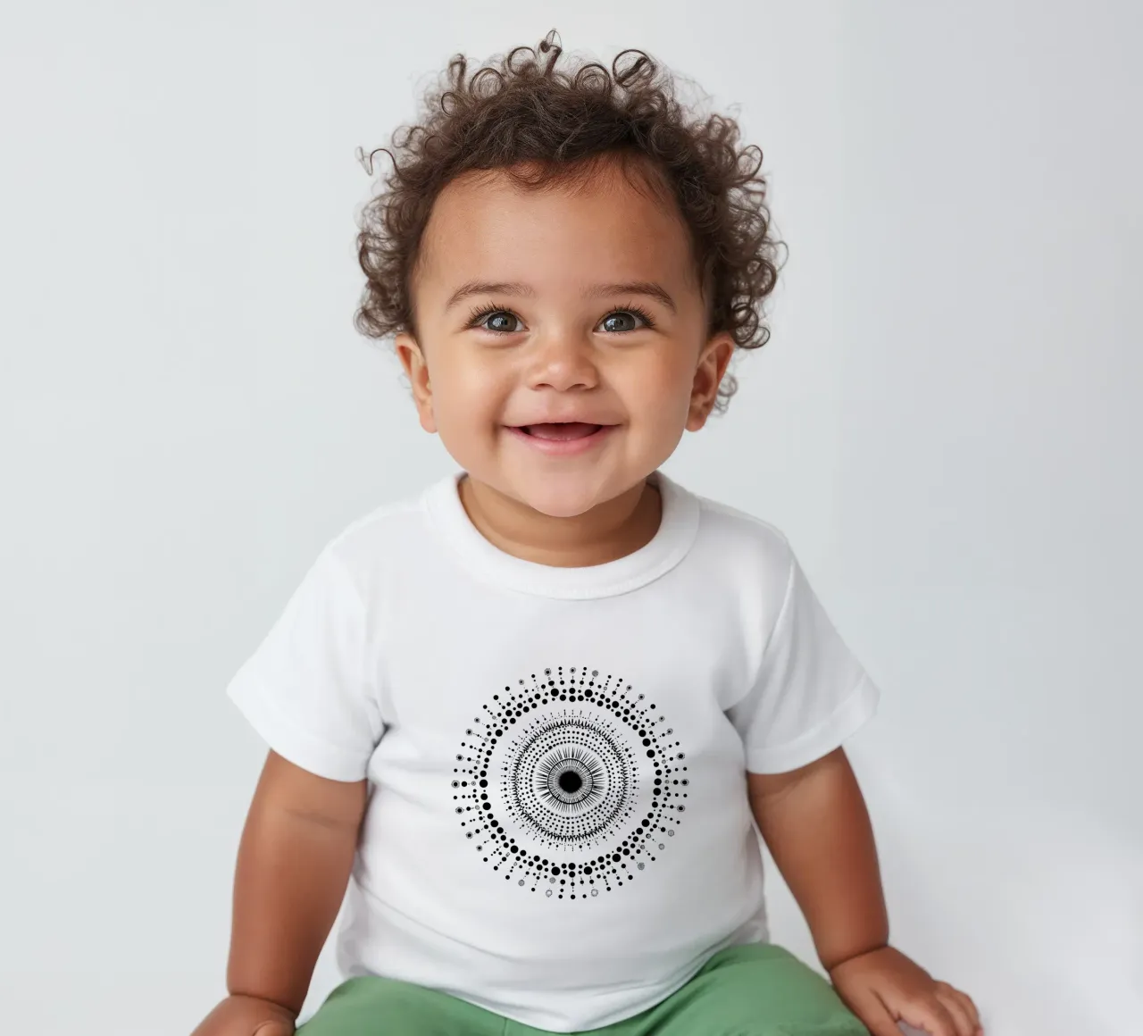 Mandala in bianco e nero maglietta neonato da Spiritual Touch