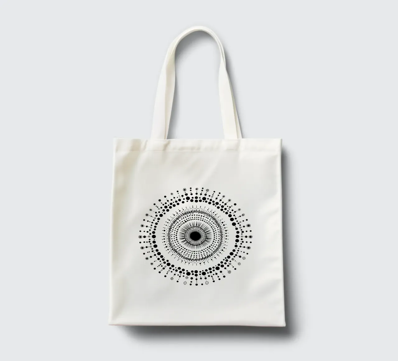 Mandala in bianco e nero borsa in juta da Spiritual Touch